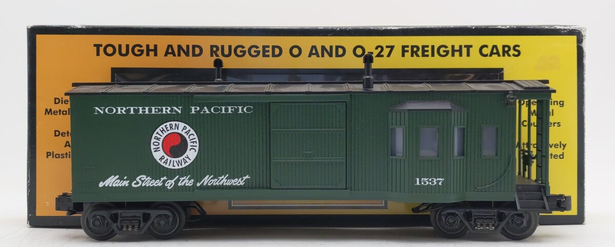 MTH 30-7725 O Gauge Northern Pacific Work Caboose with Bay Window EX/Box