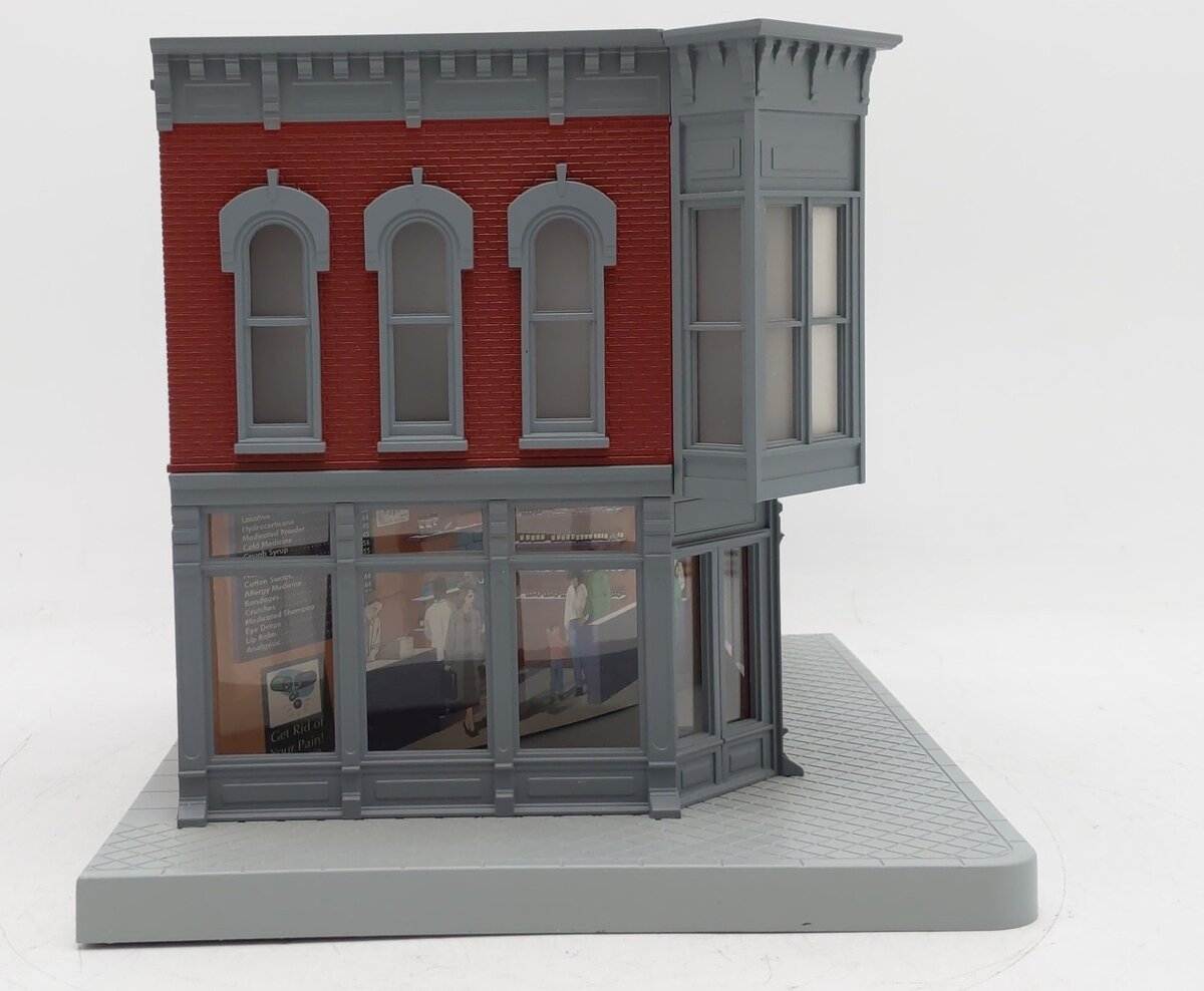 MTH 30-9012 O Gauge Corner Drug Store Red W/ Gray Trim EX/Box