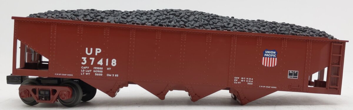 MTH 30-75287 O Gauge Union Pacific 4-Bay Hopper Car w/ Coal Load #37418 VG/Box