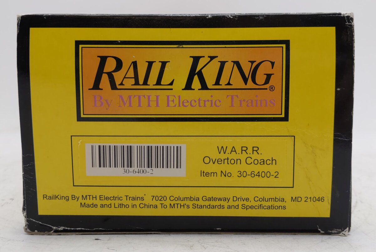 MTH 30-6400-2 O Gauge Western & Atlantic Railroad Overton Illuminated Coach EX/Box