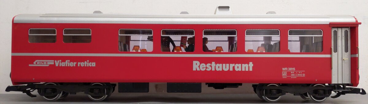 LGB 3068 G Scale RhB Red Restaurant / Diner Car (Metal Wheels) LN