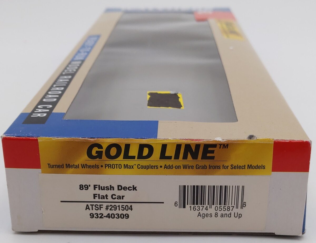 Walthers 932-40309 HO Scale ATSF 89' Flush Deck Flat Car #291504 EX/Box