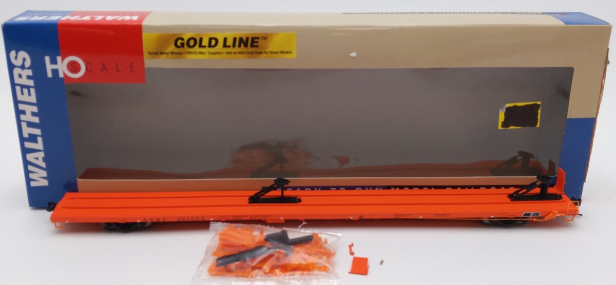 Walthers 932-40309 HO Scale ATSF 89' Flush Deck Flat Car #291504 EX/Box