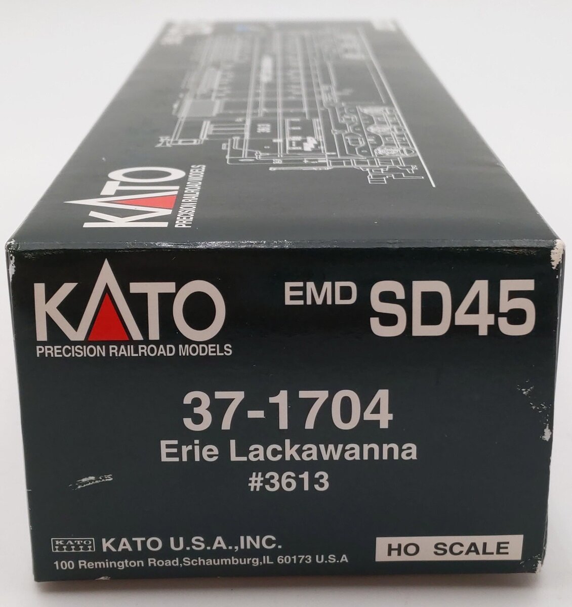 Kato 37-1704 HO Erie Lackawanna EMD SD45 Diesel Locomotive #3613 EX/Box