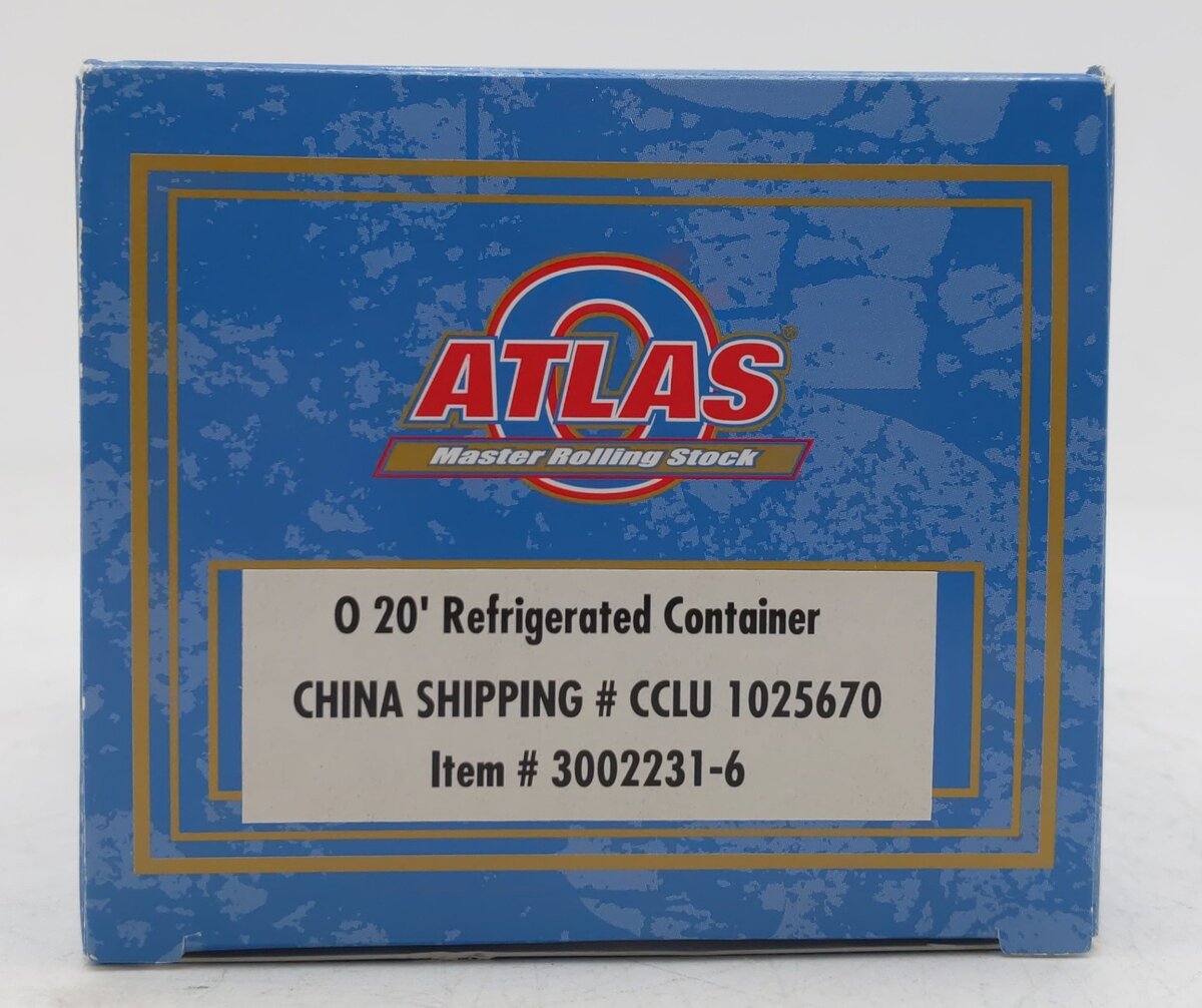 Atlas 3002231-6 O Gauge CCLU China Shipping 20' Refrigerated Container #1025670 LN/Box