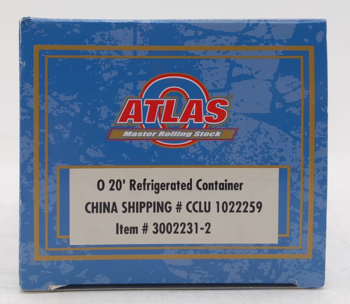 Atlas 3002231-2 O Gauge CCLU China Shipping 20' Refrigerated Container #1022259 LN/Box
