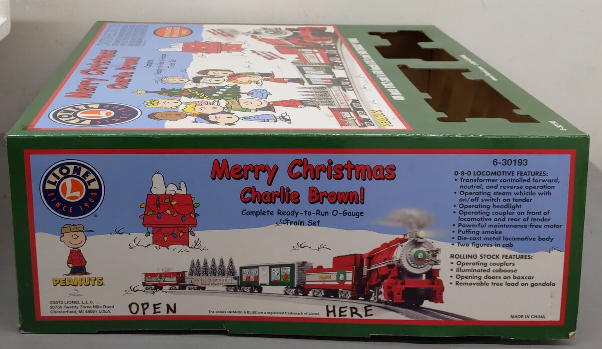 Lionel 6-30193 O Gauge Peanuts Christmas Steam Train Set EX/Box