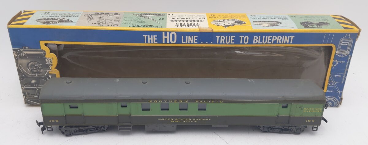 AHM 6442 HO Scale Northern Pacific 72' 1930 RPO Baggage Passenger Car #155 VG/Box