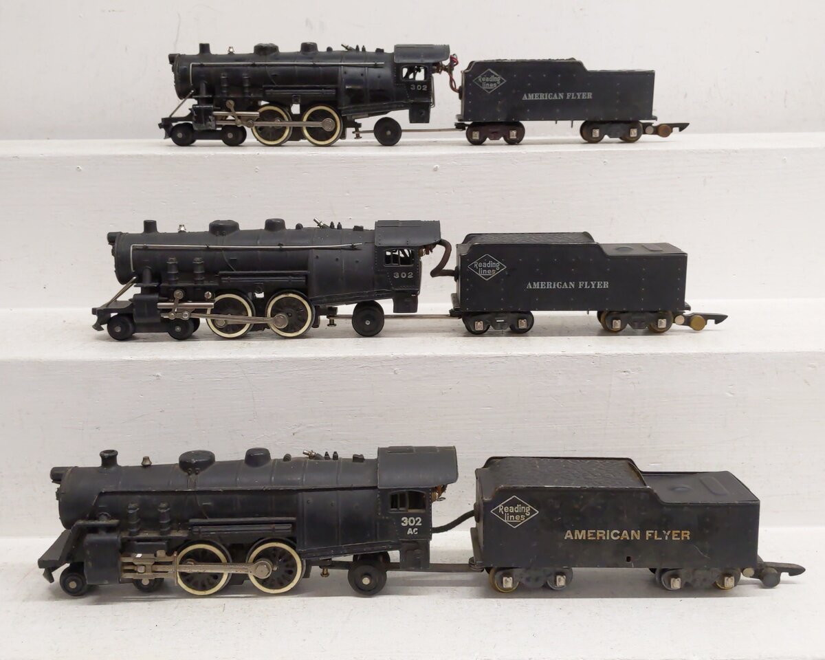 American Flyer 302/302AC S Scale 4-4-2 Atlantic Steam Locomotives [3] VG