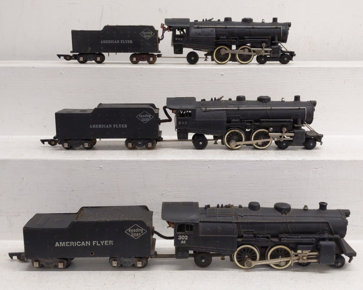American Flyer 302/302AC S Scale 4-4-2 Atlantic Steam Locomotives [3] VG