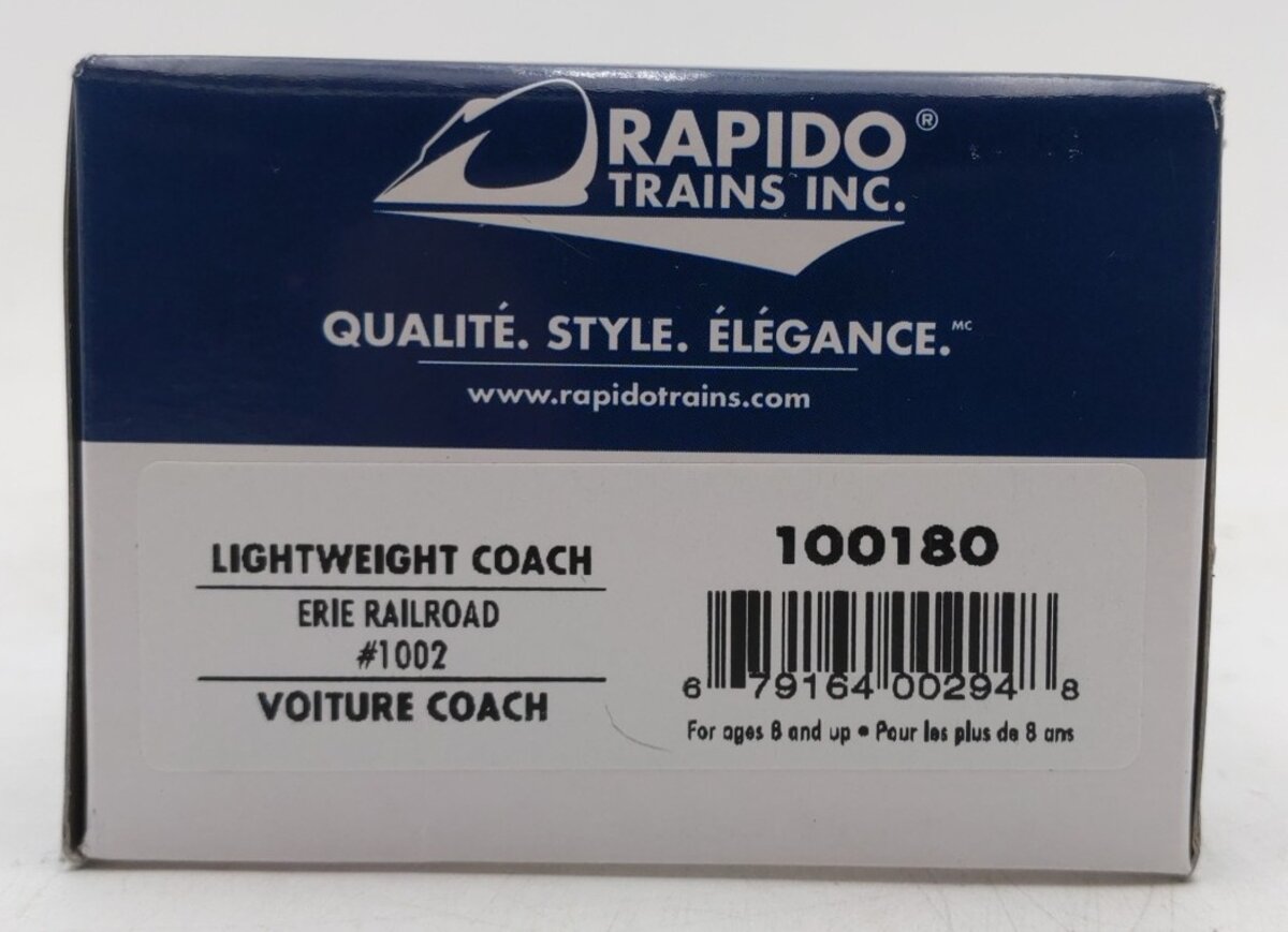 Rapido Trains 100180 HO Scale Erie Lightweight Coach #1002 MT/Box