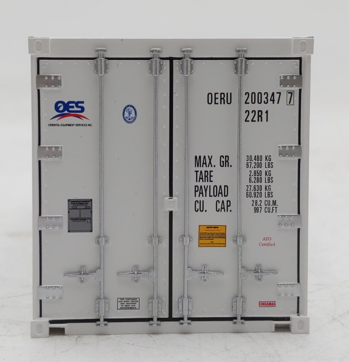 Atlas 3002232-4 O Gauge OERU Cosco 20' Refrigerated Container #2003477 EX/Box