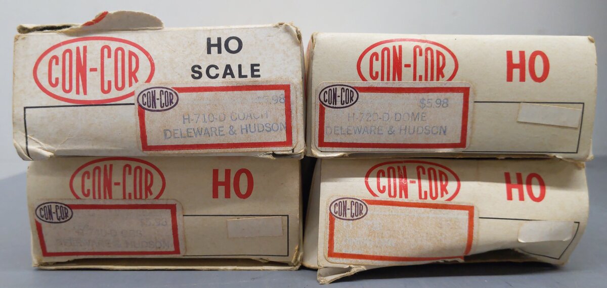 Con-Cor HO Scale Assorted Delaware & Hudson Passenger Cars [4] VG/Box