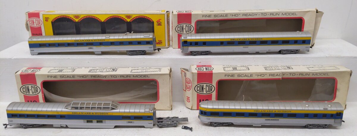 Con-Cor HO Scale Assorted Delaware & Hudson Passenger Cars [4] VG/Box