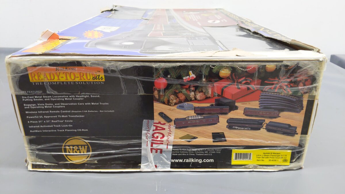MTH 30-4036-1 O Gauge N&W 4-8-4 J Bantam Steam Passenger Train Set w/PS2 #612 EX/Box