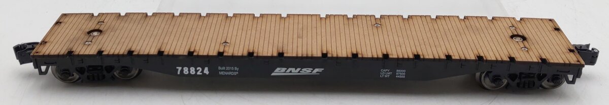 Menards 279-3059 O Gauge Burlington Northern/Santa Fe Long Flatcar #78824 EX/Box