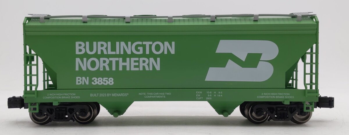 Menards O Gauge Custom Burlington Northern Covered Hopper #3858 EX