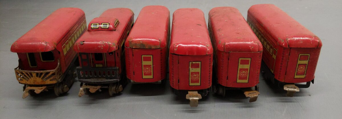 Marx Vintage O Tinplate Pullman Cars & Caboose: 558, 556 [6] VG