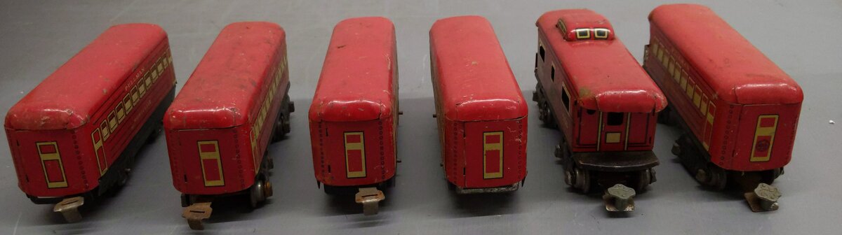 Marx Vintage O Tinplate Pullman Cars & Caboose: 558, 556 [6] VG