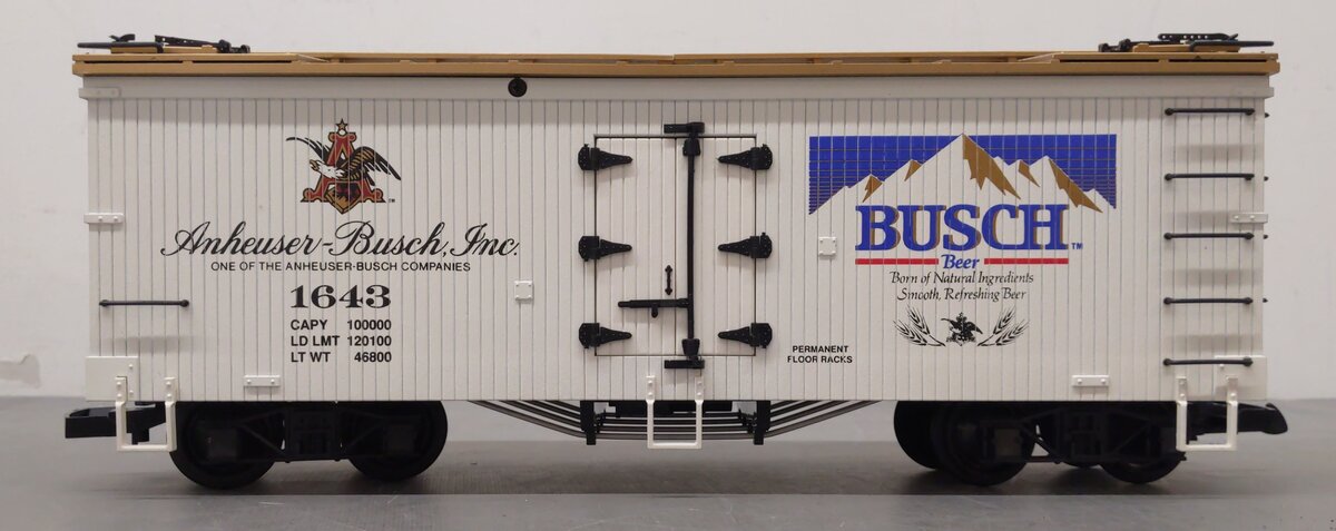 USA Trains R-1643 G Scale Busch Beer Refrigerator Car #1643 EX/Box