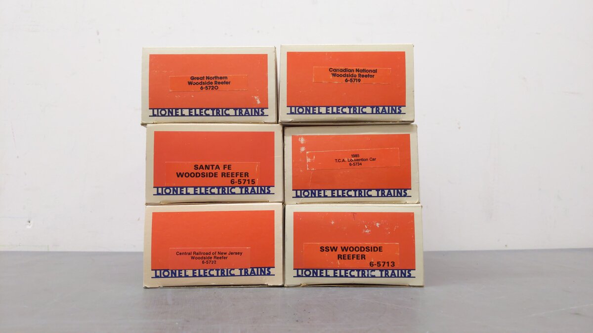 Lionel O Assorted Freight Cars 5719, 5734, 5720, 5732, 5713, 5715[6] EX/Box
