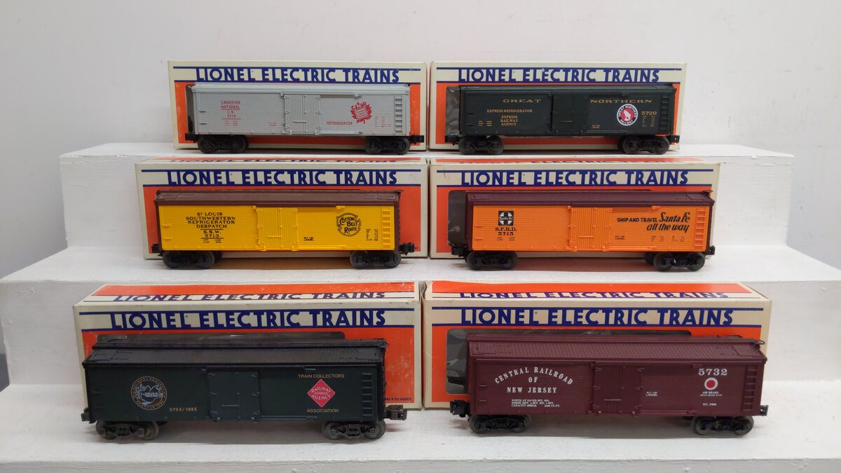 Lionel O Assorted Freight Cars 5719, 5734, 5720, 5732, 5713, 5715[6] EX/Box