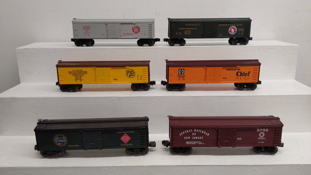 Lionel O Assorted Freight Cars 5719, 5734, 5720, 5732, 5713, 5715[6] EX/Box