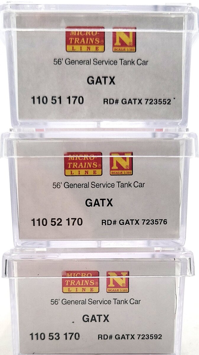 Micro-Trains 99300154 N GATX Tank Car: 723552, 723576, 723592 [3pck] EX/Box