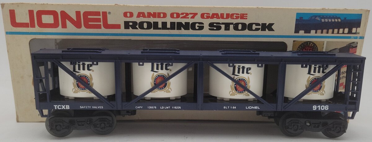 Lionel 6-9106 O Gauge Miller Lite Vat Car #9106 EX/Box