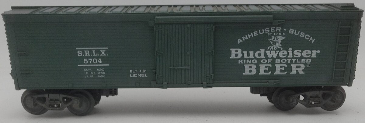 Lionel 6-5704 O Gauge Budweiser "King of Bottled Beer" Woodside Refrigerator Car EX/Box