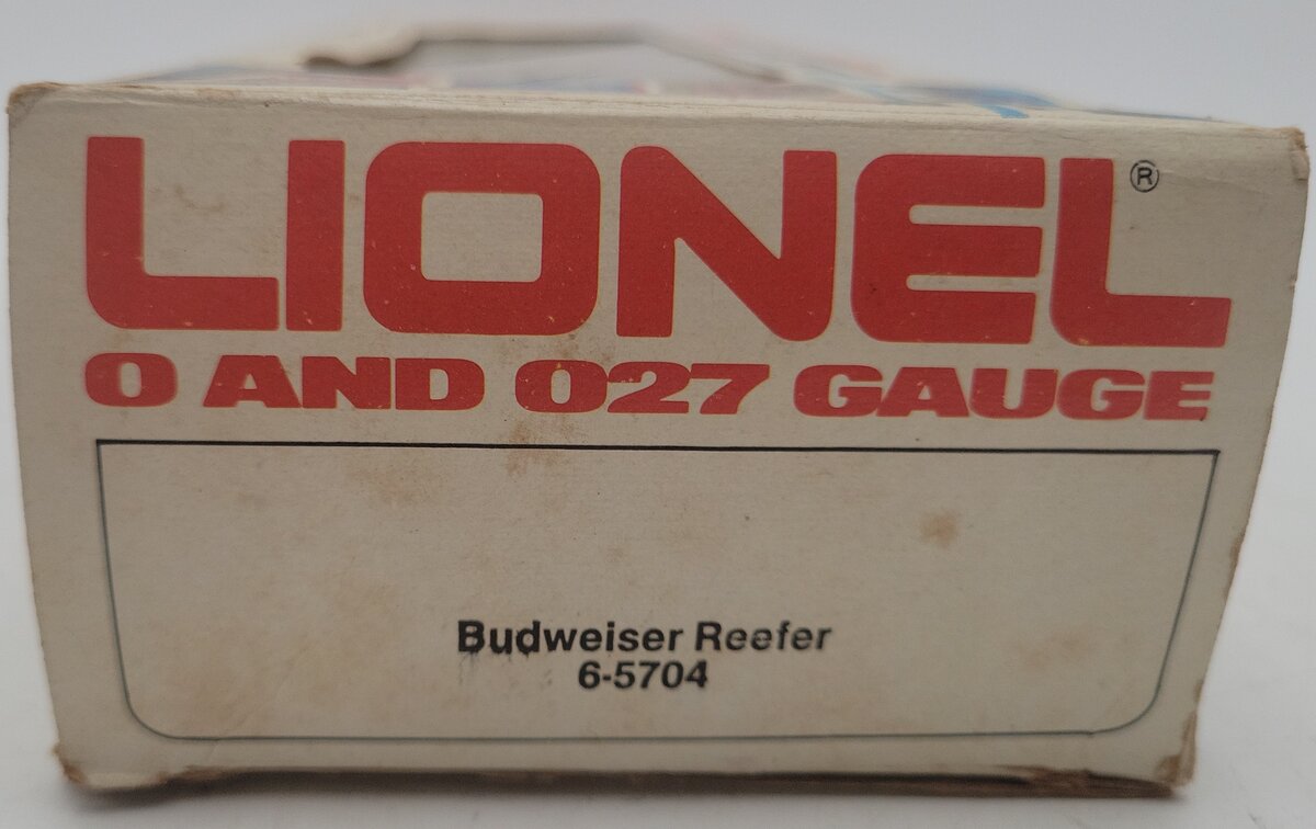 Lionel 6-5704 O Gauge Budweiser "King of Bottled Beer" Woodside Refrigerator Car EX/Box