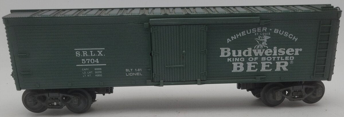 Lionel 6-5704 O Gauge Budweiser "King of Bottled Beer" Woodside Refrigerator Car EX/Box