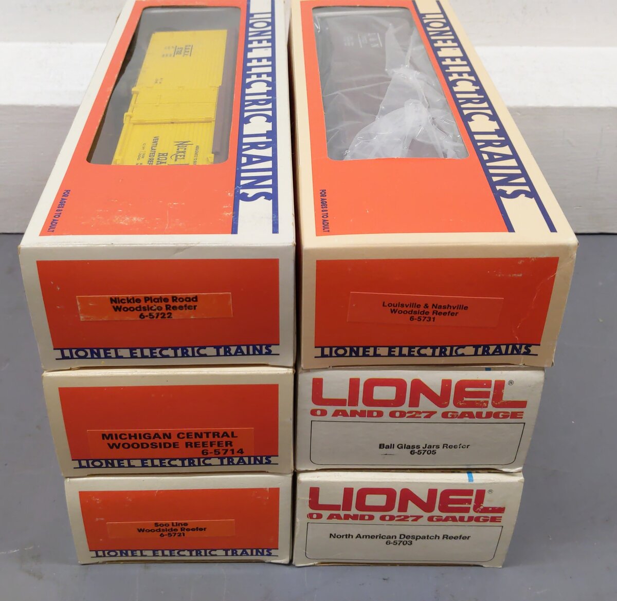 Lionel O Assorted Freight Cars 5705, 5722, 5703, 5731, 5714, 5721[6] EX/Box