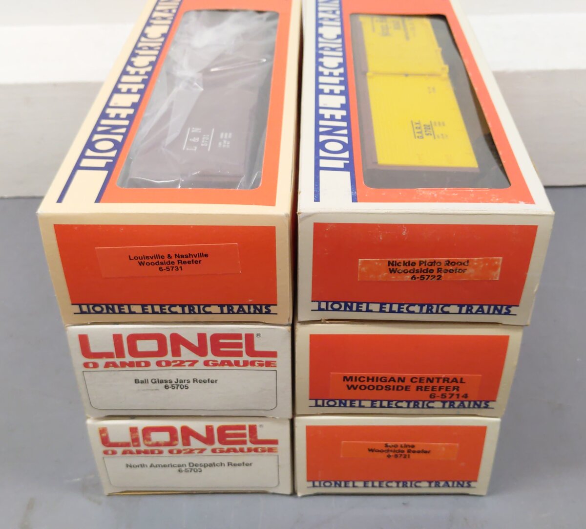 Lionel O Assorted Freight Cars 5705, 5722, 5703, 5731, 5714, 5721[6] EX/Box