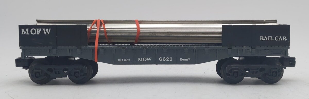 K-Line K6621 O Gauge MOW Rail Carrier Car w/Rails EX/Box