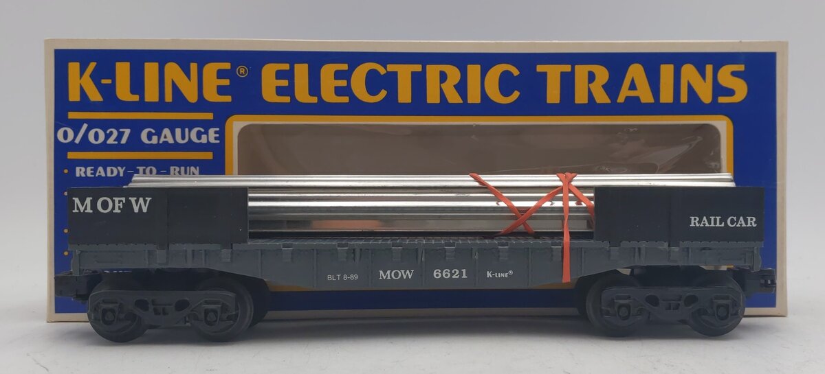 K-Line K6621 O Gauge MOW Rail Carrier Car w/Rails EX/Box