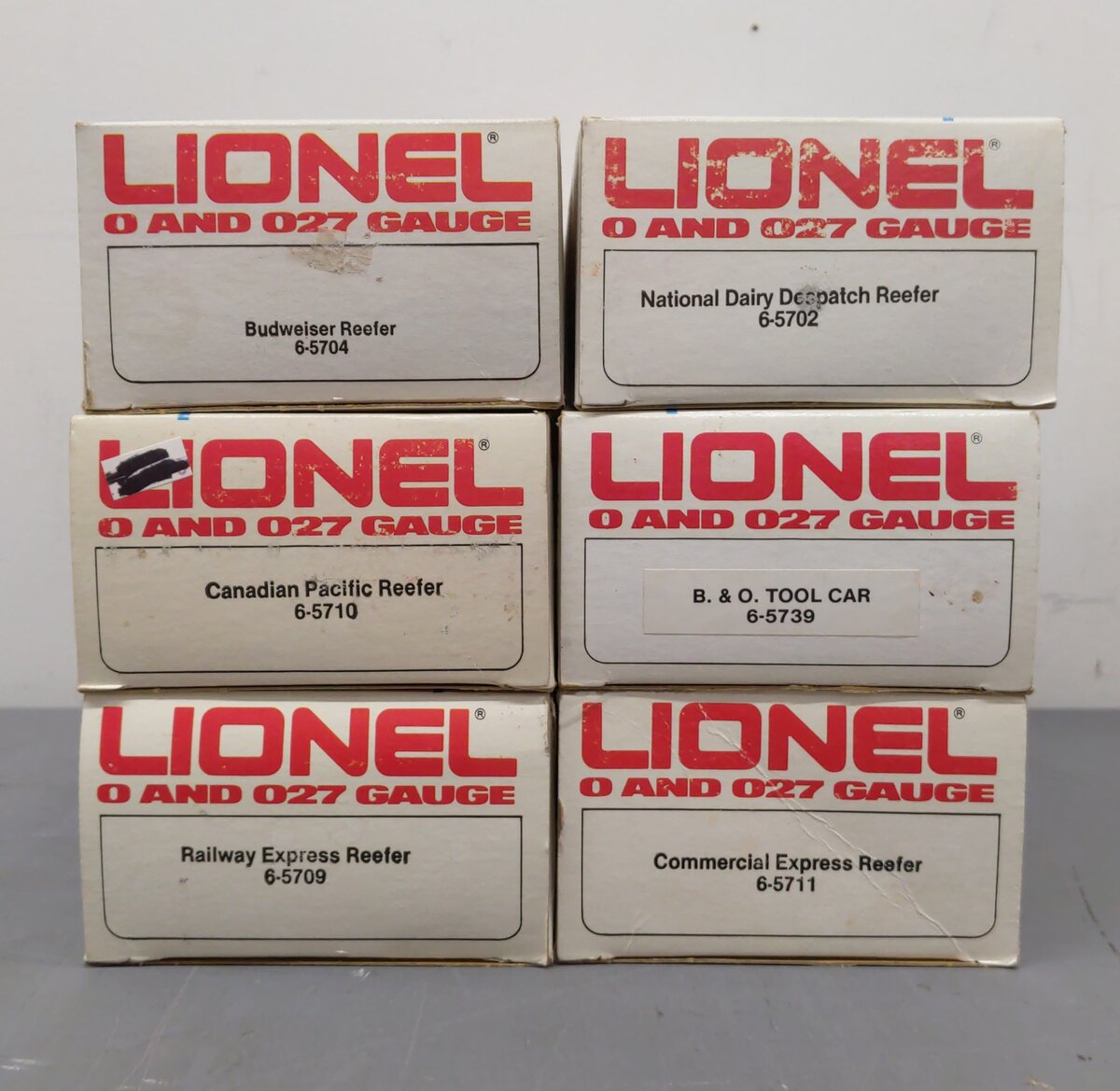 Lionel O Assorted Freight Cars 5739, 5704, 5710, 5711, 5709, 5702 [6] EX/Box