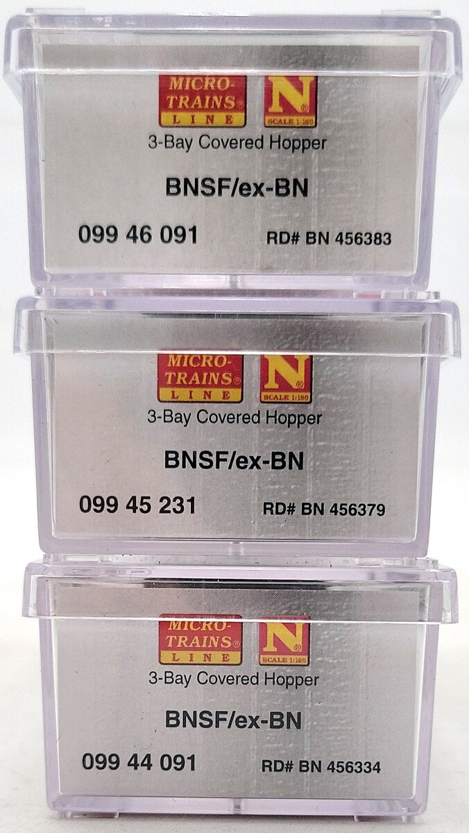 Micro-Trains 98305064 N BNSF/ex-BN Weathered Hopper w/Jewel Case (Set of 3)