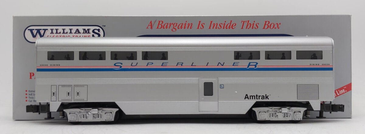 Williams O Gauge Amtrak Superliner Aluminum Dining Car #38039 EX/Box