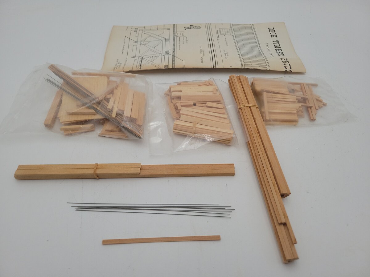 Campbell Scale Models 761 HO Scale 50' Deck Timber Bridge Laser Cut Wood Kit LN/Box