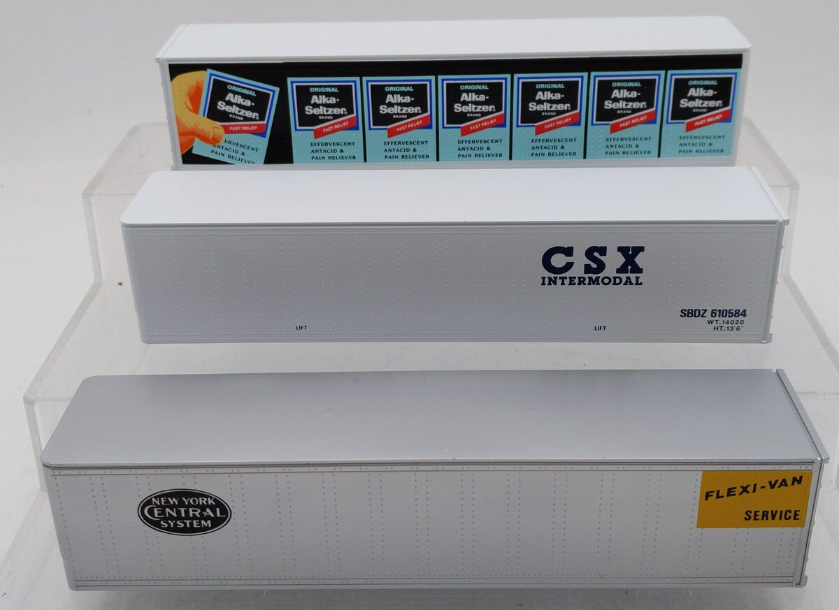 Lionel 6-12826 O CSX/Alka-Seltzer/New York Central Intermodal 3-Container Pack LN/Box