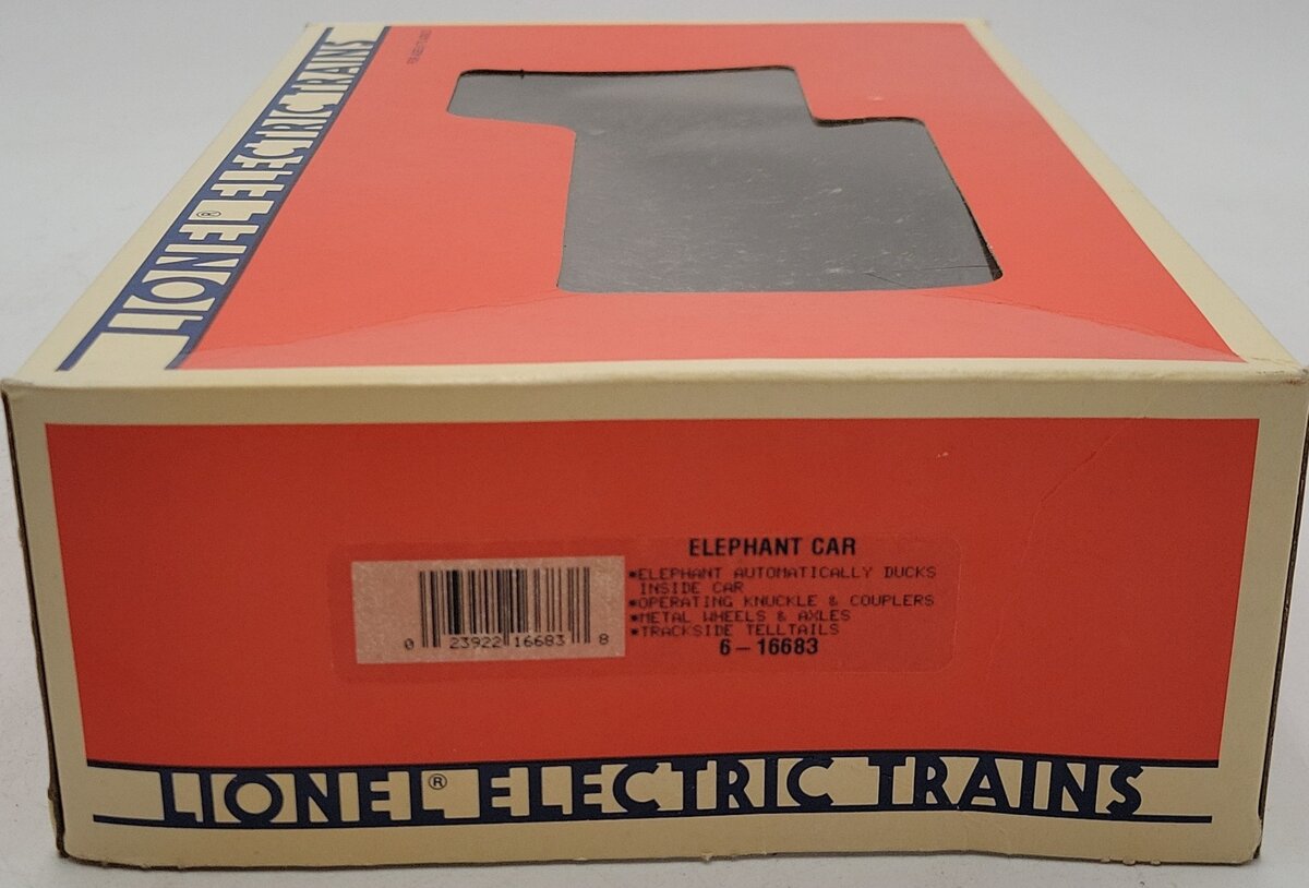 Lionel 6-16683 O Gauge Los Angeles Zoo Operating Elephant Car LN/Box