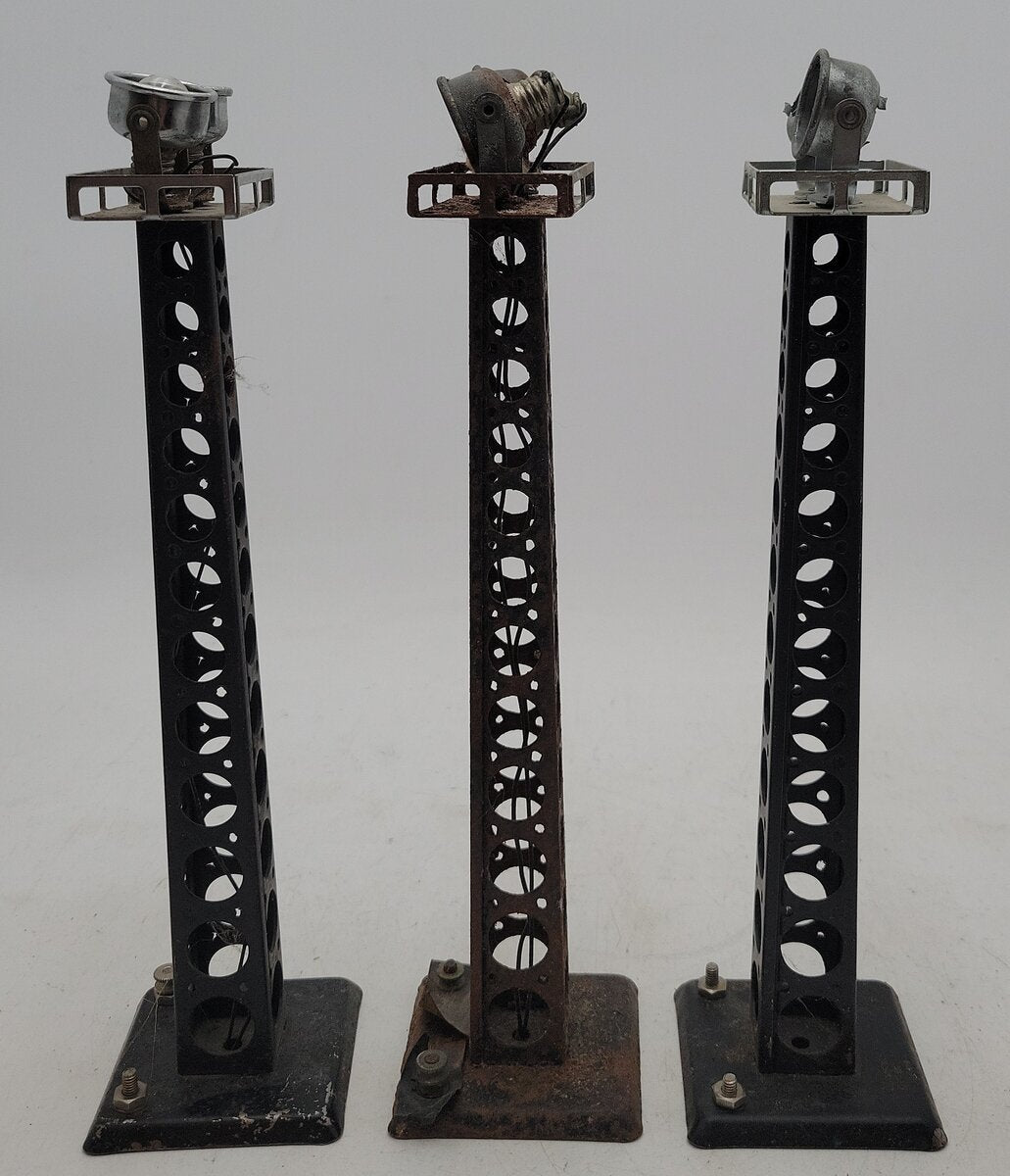Marx 416A Vintage O Metal Dual Floodlight Towers (3)