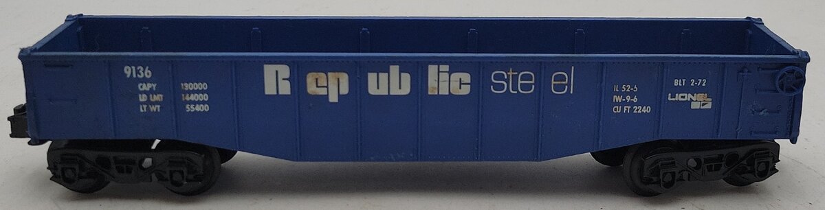 Lionel 6-9136 O Gauge Republic Steel Gondola #9136 EX