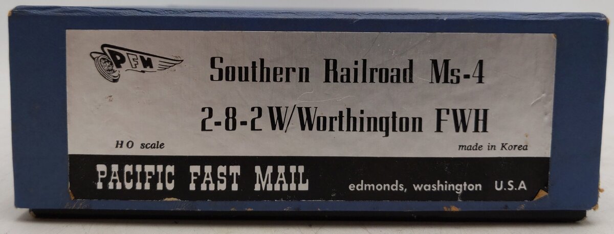 PFM HO Scale BRASS Southern RR Ms-4 2-8-2 w/Worthington FWH EX/Box