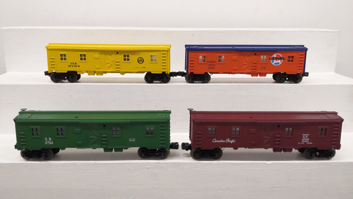 Lionel O Assorted Freight Cars 5728, 5724, 5726, 5733[4] EX/Box