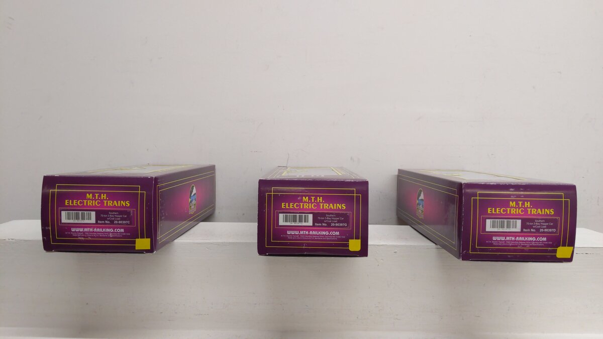 MTH 20-90397 O Scale Southern 70-Ton 3-Bay Hopper Car W/Coal Load (Set of 6) EX/Box