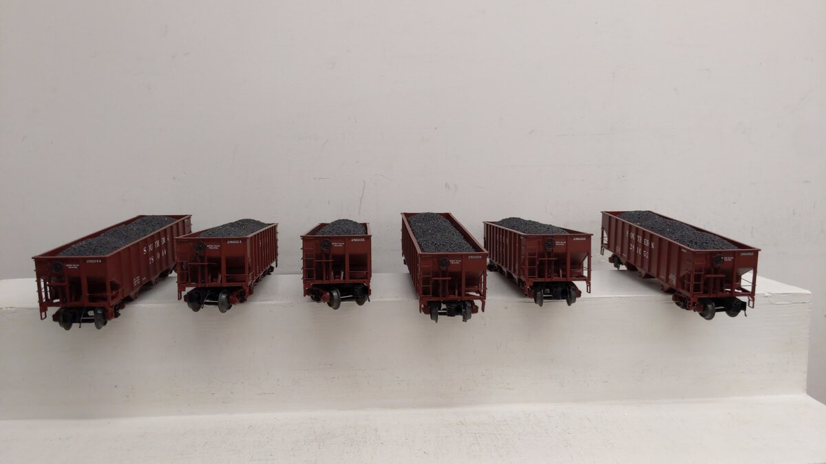 MTH 20-90397 O Scale Southern 70-Ton 3-Bay Hopper Car W/Coal Load (Set of 6) EX/Box