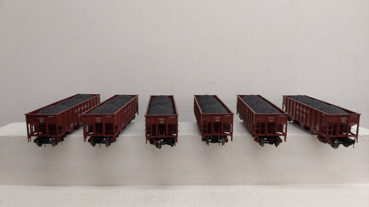 MTH 20-90397 O Scale Southern 70-Ton 3-Bay Hopper Car W/Coal Load (Set of 6) EX/Box