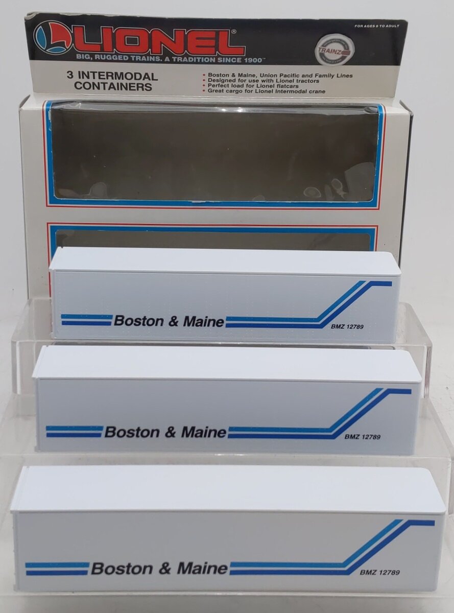 Lionel 6-12784 O Gauge B&M Intermodal Containers 3-Pack EX/Box